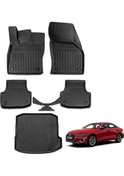 Audi A3 Sedan 2021-2025 Için Paspas ve Bagaj Havuzu Seti, Yüksek Kenarlı, Esnek, A+ Kalite, Kokusuz