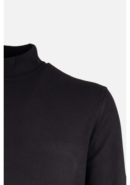 Erkek Yarım Balıkçı Yaka Triko Kazak Pamuk Kaşmir Slim Fit Siyah fiyatları