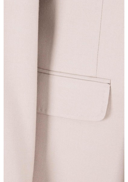 Erkek Kruvaze Takım Elbise Kendinden Dokulu Sivri Yaka Modern Fit Bej indirimleri