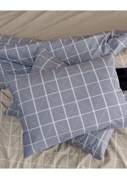 Millard Çift Kişilik Pamuklu Baskılı Nevresim Takımı - Taş/mavi