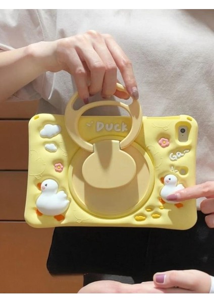 Duck Karakterli Dayanıklı Çocuk Tablet Kılıfı Standlı Eğlenceli Koruyucu Kapak modelleri