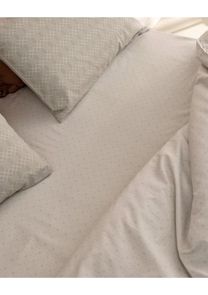 Onille Çift Kişilik Pamuklu Baskılı Nevresim Takımı - Bej