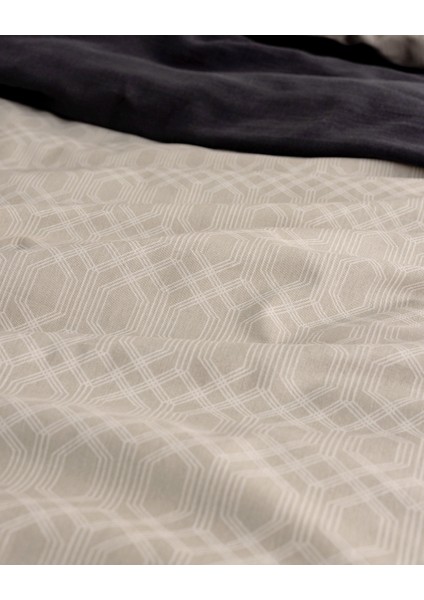 Onille Çift Kişilik Pamuklu Baskılı Nevresim Takımı - Bej