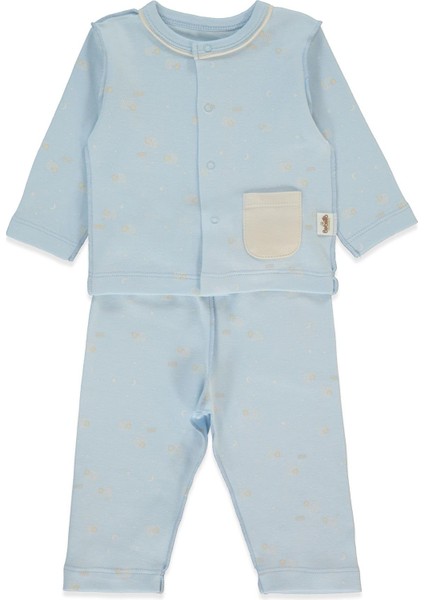 Organik Interlok Pijama Takımı 2li (Organıc Sleepy Sheepy) Mavi