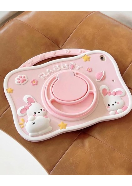 Rabbit Karakterli Dayanıklı Çocuk Tablet Kılıfı Standlı Eğlenceli Koruyucu Kapak modelleri