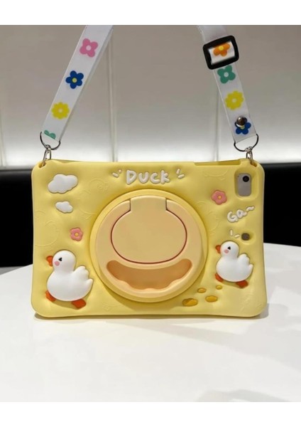 Duck Karakterli Dayanıklı Çocuk Tablet Kılıfı Standlı Eğlenceli Koruyucu Kapak