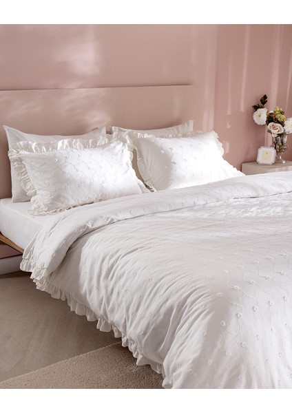 Saule King Size %100 Pamuk Brodeli Nevresim Takımı - Beyaz fiyatları