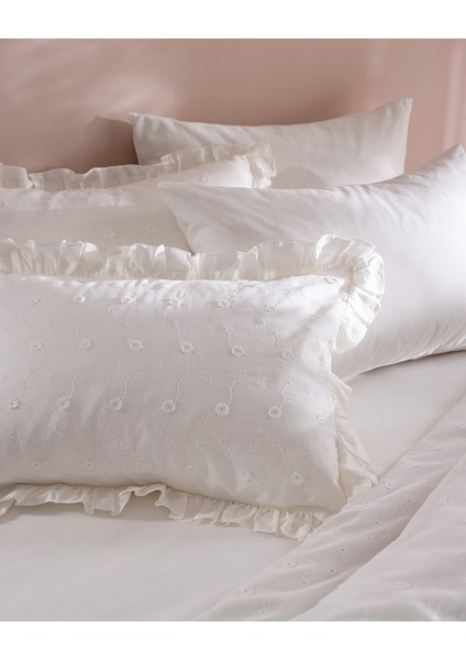 Saule King Size %100 Pamuk Brodeli Nevresim Takımı - Beyaz indirimleri