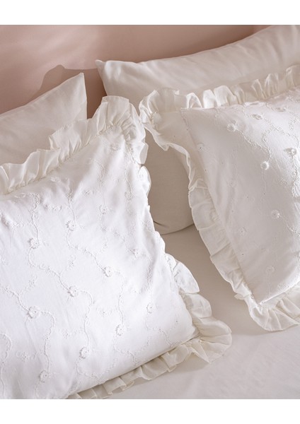 Saule King Size %100 Pamuk Brodeli Nevresim Takımı - Beyaz