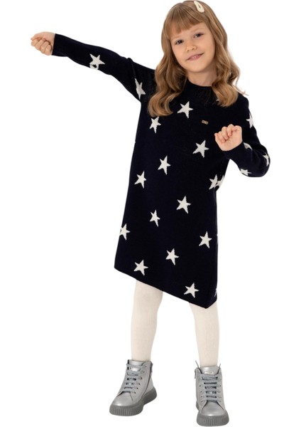 Kız Çocuk Lacivert Triko Balıkçı Yaka Triko Elbise fiyatları