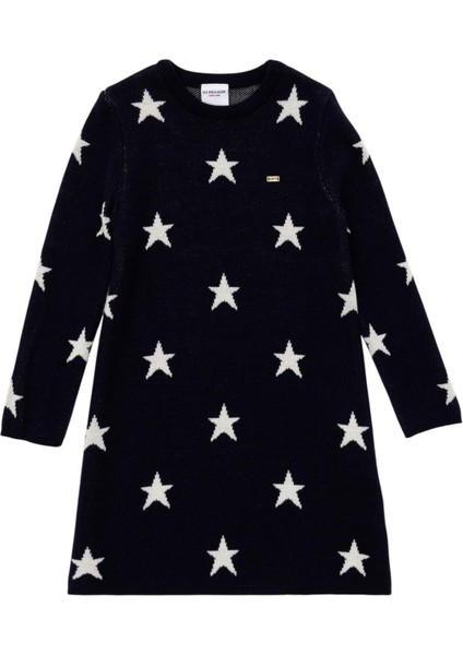 Kız Çocuk Lacivert Triko Balıkçı Yaka Triko Elbise modelleri