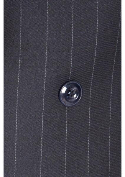 Erkek Kruvaze Takım Elbise Silik Çizgili Kırlangıç Yaka Çift Yırtmaç Modern Fit Lacivert indirimleri