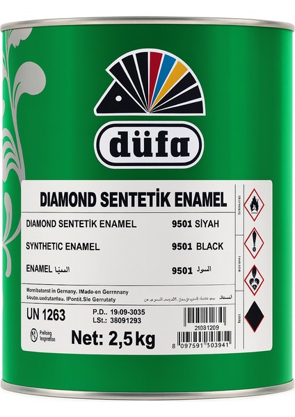Diamond Sentetik Enamel Boya Siyah 2.5 kg – Yüksek Kapatıcılık, Parlak Dayanıklı Son Kat Metal Ahşap Boyası – Profesyonel Kalite Sentetik Boya