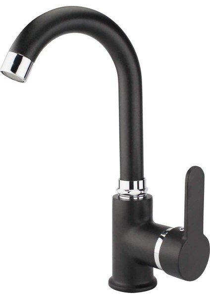 Siyah Delta Mutfak Bataryası Sıcak Soğuk Çift Su Girişli 5 Garantili Mutfak Eviye Bataryası