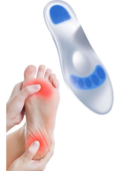 Ortopedik Silikon Tabanlık-Topuk Dikeni-Düz Taban-Içe Basma-Ayak Ağrısı-Basınç Azaltma Koruma