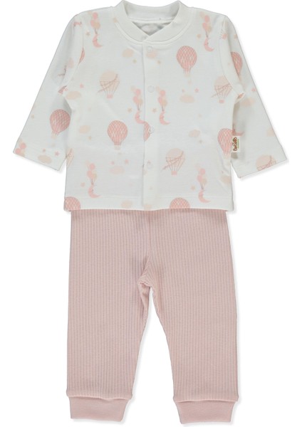 Organik Raporlu Kaşkorse Patiksiz Pijama Takımı 2li (Organıc Born Wıth Love) Gül Kurusu