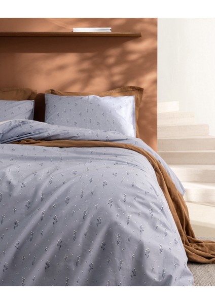 Afrodille Tek Kişilik %100 Pamuk Ranforce Baskılı Nevresim Takımı - Mavi modelleri