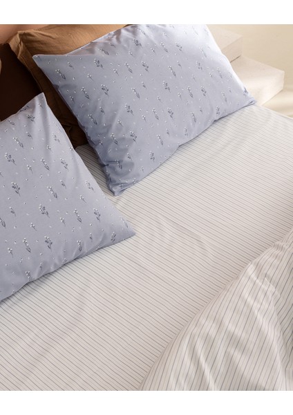 Afrodille Tek Kişilik %100 Pamuk Ranforce Baskılı Nevresim Takımı - Mavi