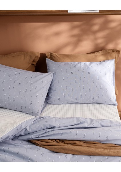 Afrodille Tek Kişilik %100 Pamuk Ranforce Baskılı Nevresim Takımı - Mavi