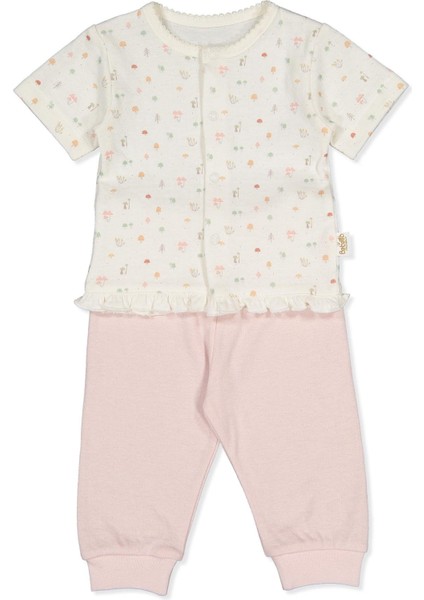 Organik Süprem Double Patiksiz Mini Pijama Takımı 2li (Organıc My Mushroom) Gül Kurusu
