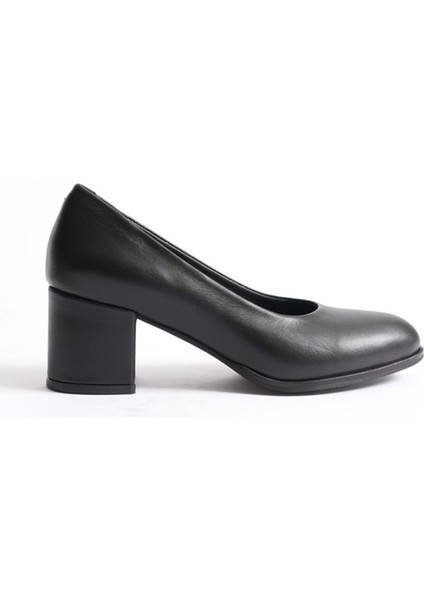 Kadın Hakiki Deri Kalın Topuklu Klasik Ayakkabı - Siyah fiyatları
