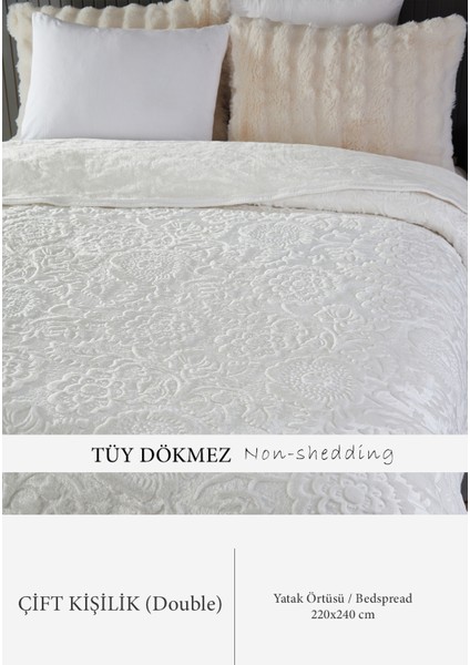 Maya 3 kg Embos Baskılı Battaniye Çift Kişilik Kalın Yumuşak 220X240 cm Krem Kırık Beyaz fiyatları