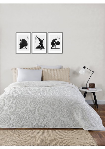 Maya 3 kg Embos Baskılı Battaniye Çift Kişilik Kalın Yumuşak 220X240 cm Krem Kırık Beyaz indirimleri