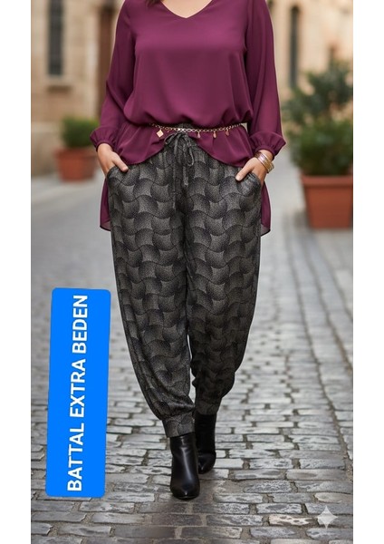 Kadın Bayan Büyük Battal Extra Turbo Jumbo Beden Viskon Süet Penye Kumaş 2 Yan Cep Pantolon Eşofman Altı Pijama Altı 150 Kilograma Kadar Olur Bol Likralı Esneyen Kumaş Bel Lastikli Süs Bagcıklı