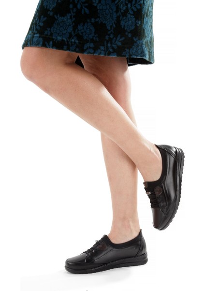 ARTI-ARTI014-BB-0051 Hakiki Deri Günlük Ortopedik Kadın Siyah Babet Ayakkabı modelleri