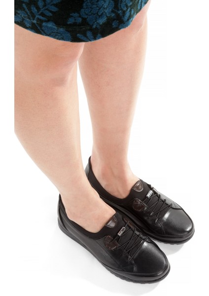 ARTI-ARTI014-BB-0051 Hakiki Deri Günlük Ortopedik Kadın Siyah Babet Ayakkabı fırsatları