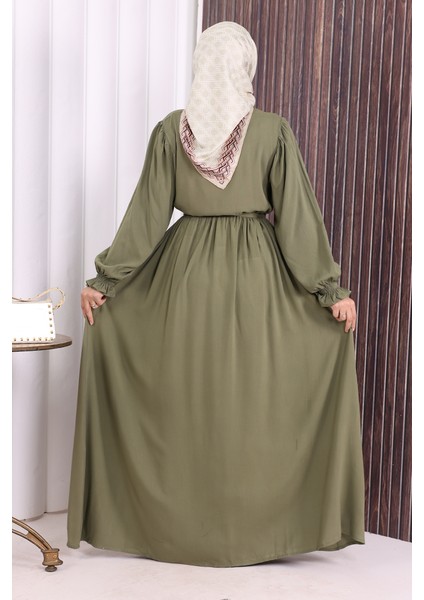 Düğme Detay Elbise 6055 Haki indirimleri