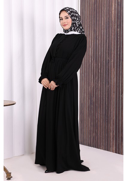 Düğme Detay Elbise 6055 Siyah fırsatları