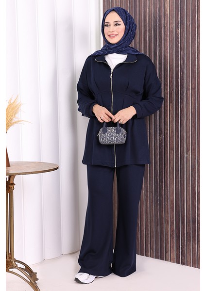 Fermuarlı Ikili Oysho Takım 6058 Lacivert modelleri