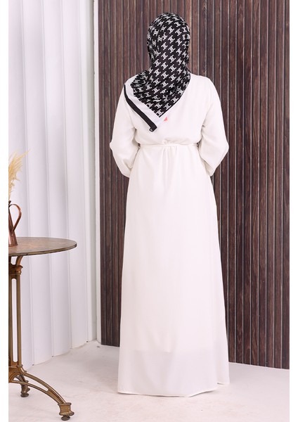 Boydan Düğmeli Ferace 6056 Ekru fırsatları