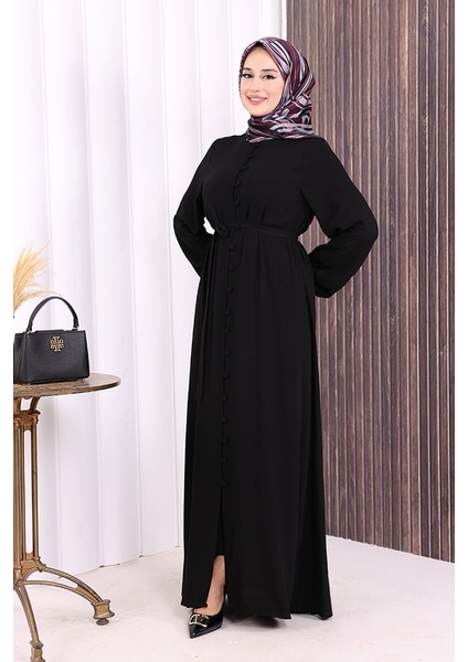 Boydan Düğmeli Ferace 6056 Siyah modelleri