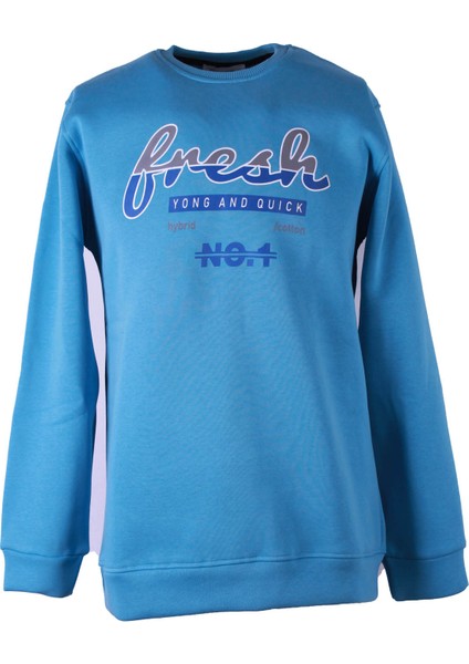 Fresh Baskı 0 Yaka 3 Ip Mavi Erkek Sweatshirt 26KL71G08007
