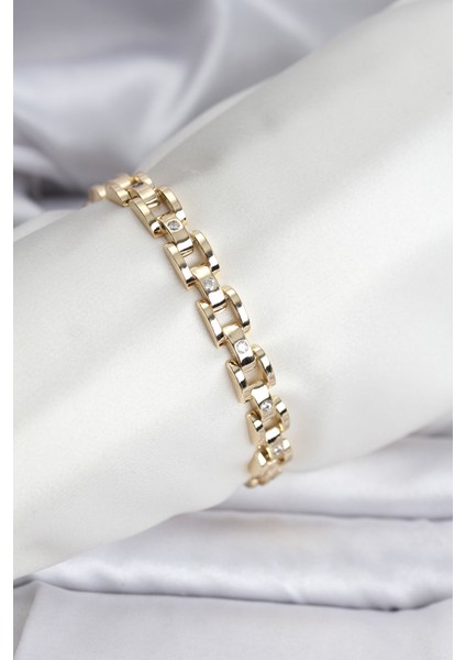 14K Gold Renk Kaplama Zirkon Taşlı cm Kadın Bileklik