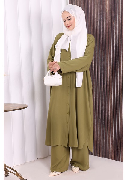 Düğmeli Ikili Takım 6057 Haki fiyatları