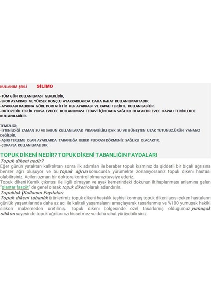 Ortopedik Jel Topukluk Tabanlık Topuk Dikeni Için %100 Jel 2 Adet Çorap