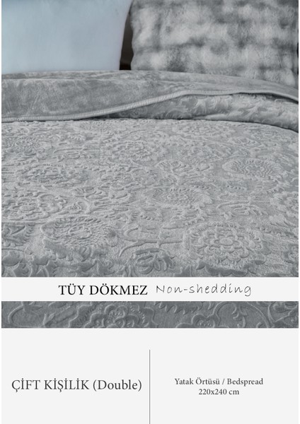 Maya 3 kg Embos Baskılı Battaniye Çift Kişilik Kalın Yumuşak 220X240 cm Gri fiyatları