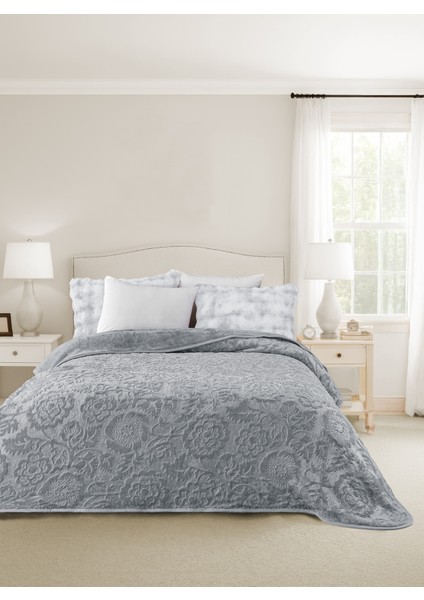 Maya 3 kg Embos Baskılı Battaniye Çift Kişilik Kalın Yumuşak 220X240 cm Gri indirimleri