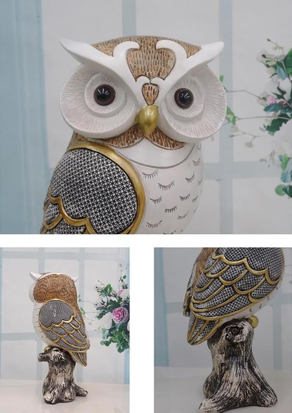 Lüks Işlemeli Feng Shui Baykuş Heykeli 20CM Dekoratif Biblo Masa Üstü Obje Ev Ofis Yeni Yıl Hediyesi fırsatları