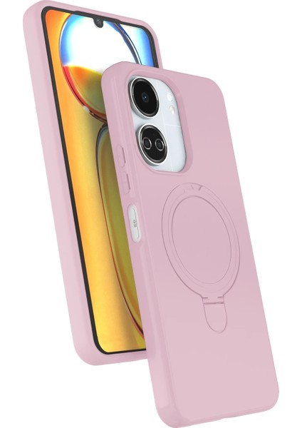 Xiaomi Redmi 13C Kılıf Magsafe Halkalı Extra Standlı Içi Kadife Yumuşak Renkli Silikon Samara Kapak