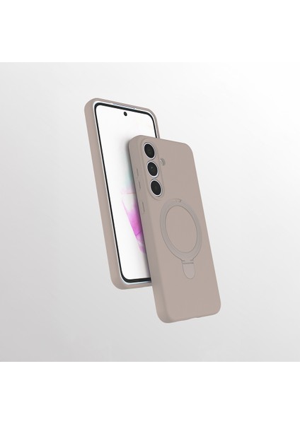 Samsung Galaxy A15 Kılıf Magsafe Halkalı Extra Standlı Içi Kadife Yumuşak Renkli Silikon Samara Kapak