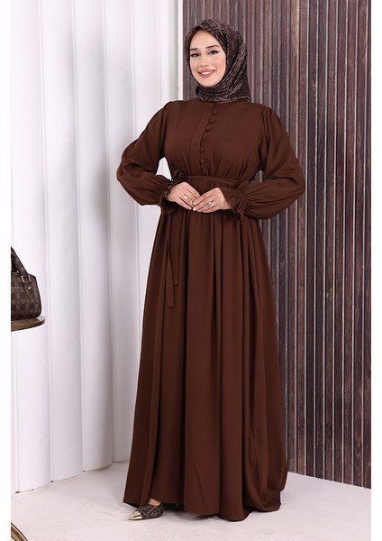 Düğme Detay Elbise 6055 Kahverengi fiyatları