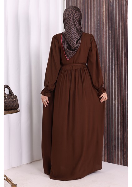 Düğme Detay Elbise 6055 Kahverengi fırsatları