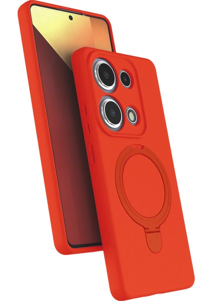 Xiaomi Redmi Note 13 Pro 4g Kılıf Magsafe Halkalı Extra Standlı Içi Kadife Yumuşak Renkli Silikon Samara Kapak