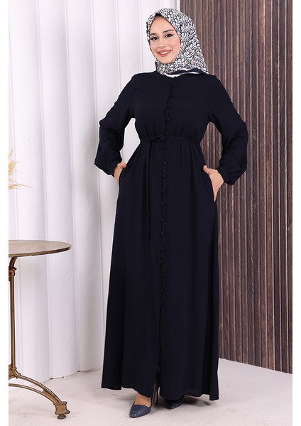 Boydan Düğmeli Ferace 6056 Lacivert fiyatları