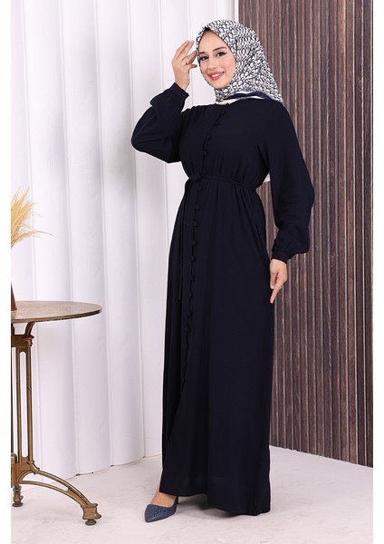 Boydan Düğmeli Ferace 6056 Lacivert modelleri