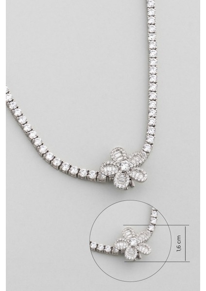 Papatya 18 Ayar Beyaz Altın Kaplama Gümüş Charm